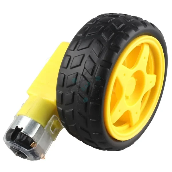 Plastic Tire + Gear Motor 3-6VDC - جير موتور بلاستيك مع الاطار