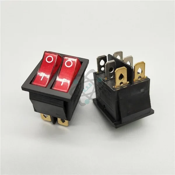 KCD8 T125 15A-250V ON-OFF - مفتاح عريض مزدوج احمر 6خط