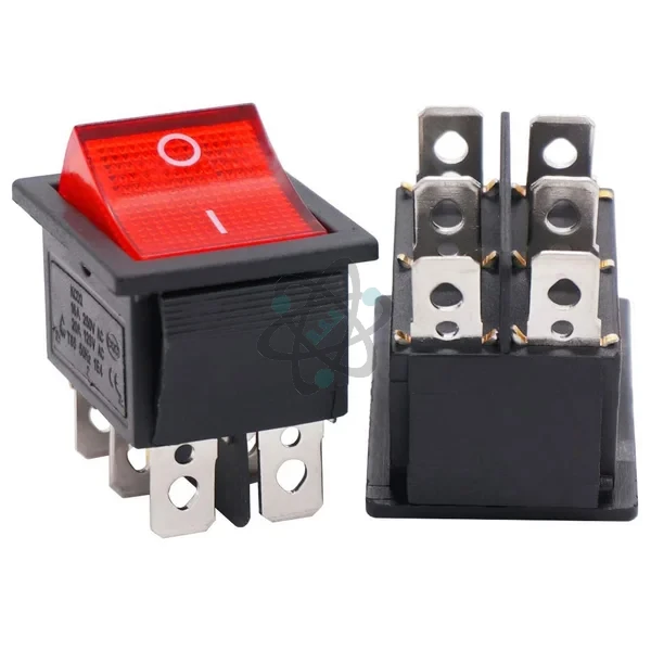 KCD4 16A-250V ON-OFF - مفتاح عريض احمر (مفتاح مكائن لحام) 6خط